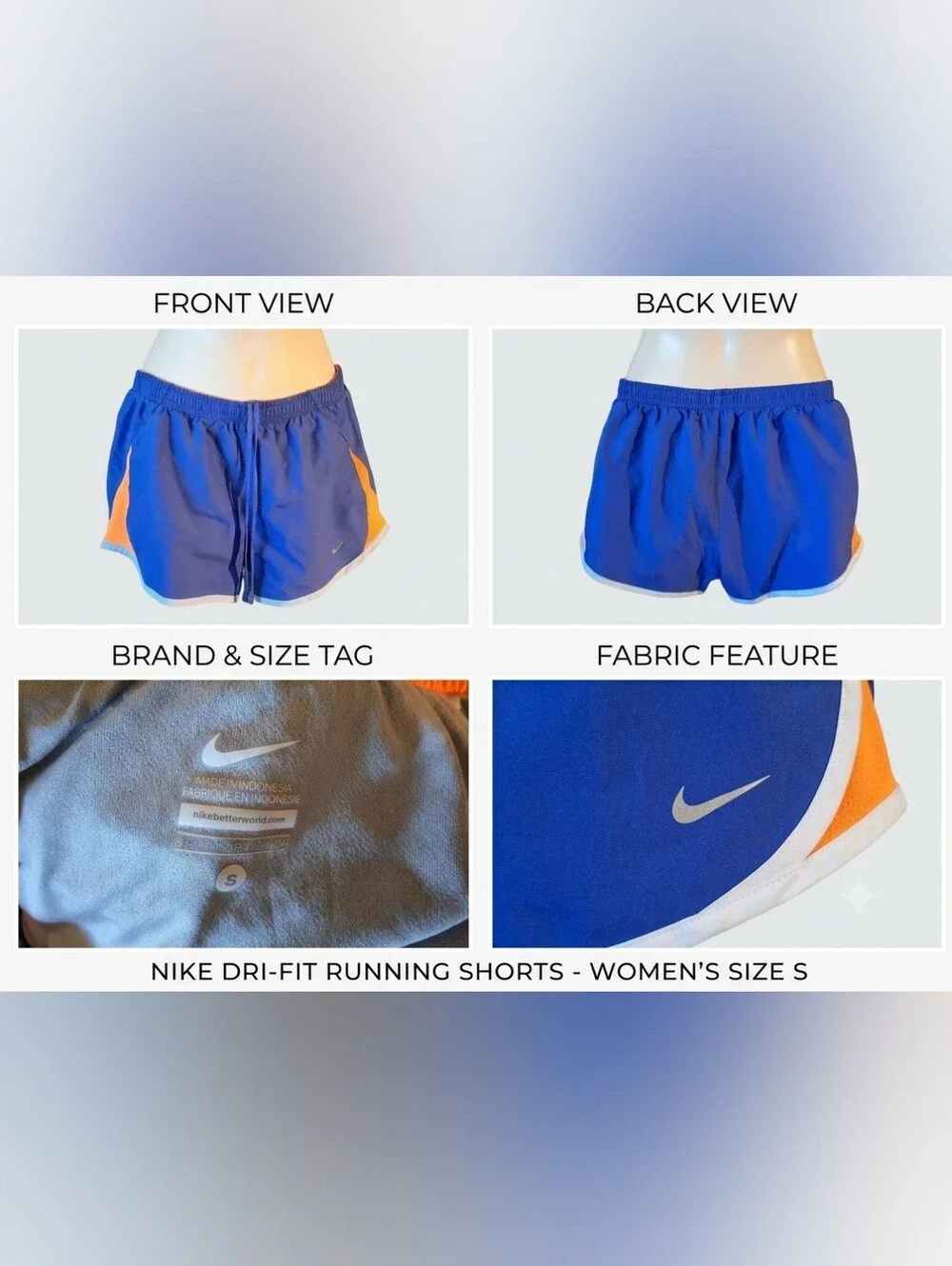 Nike Men’s Royal Blue Athletic Shorts with Orange Accent